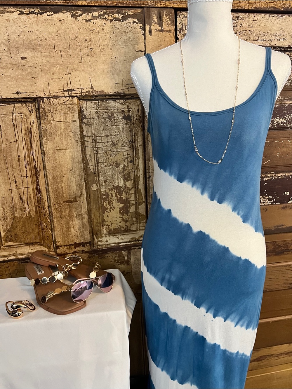 Victoria’s Secret | Blue White Tie Dye Maxi Dress | Size M | Beach Resort Dress